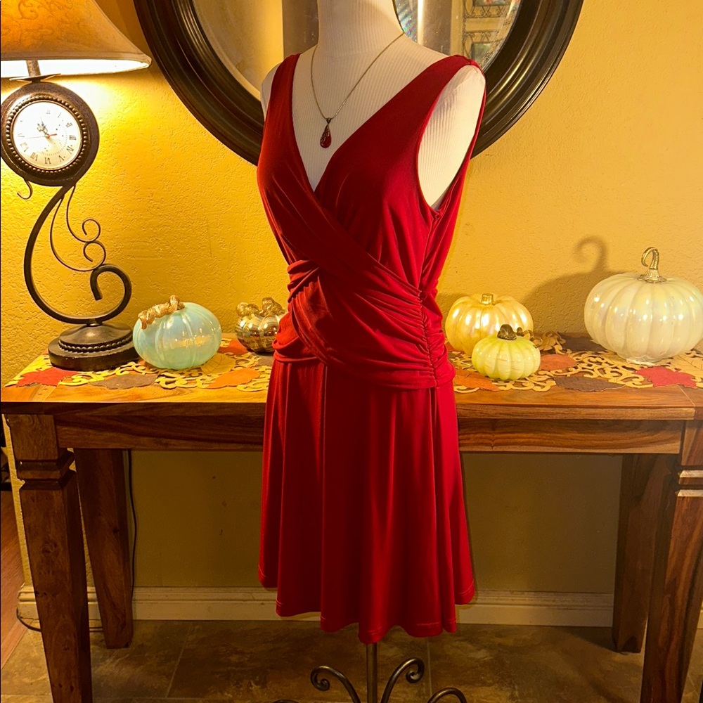 Max & Cleo Vibrant Red Wrap Mini Dress - Picture 3 of 5
